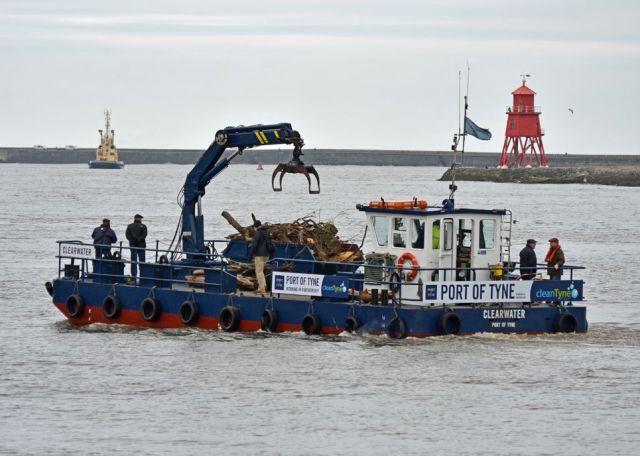 The Clearwater vessel removes debris from the Port of Tyne
